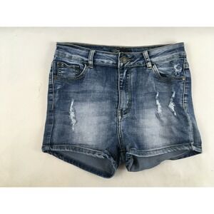 Rock & Royal Jean Shorts Women's Size Medium Blue Denim Distressed Mid Rise